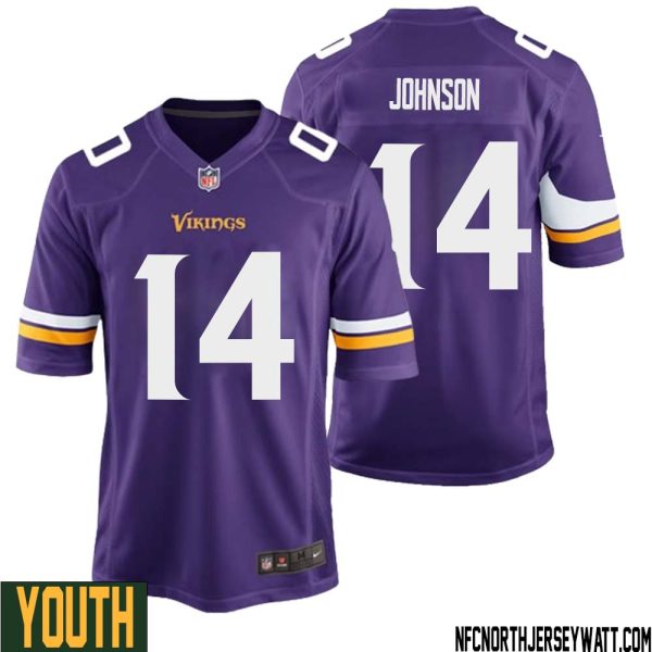 Brad Johnson No 14 Minnesota Vikings Game Jersey Court Purple For Youth – Replica