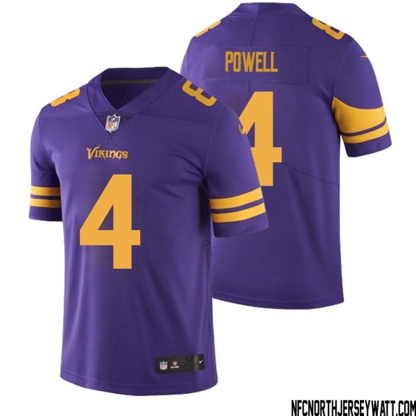 Brandon Powell No 4 Men Purple Minnesota Vikings Color Rush Vapor Untouchable Limited Jersey- Replica