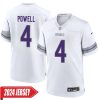 Brad Johnson No 14 Youth’S Minnesota Vikings White Alternate Custom Game 2024 Jersey