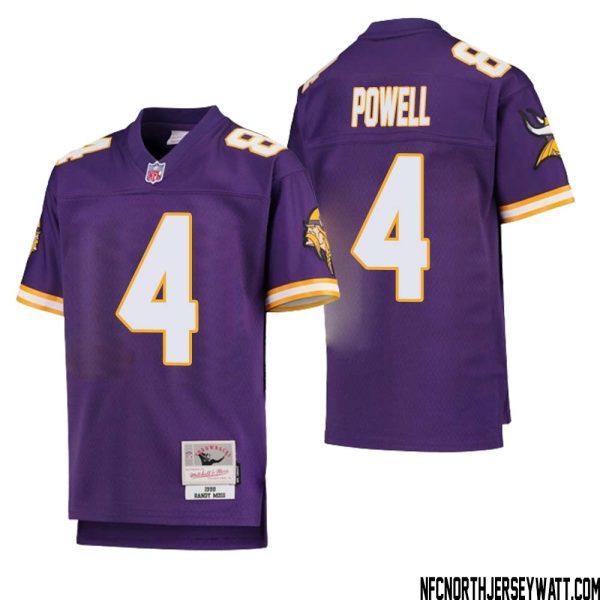 Brandon Powell No 4 Youth Mitchell & Ness Purple Minnesota Vikings 1998 Legacy Retired Player Jersey- Replica