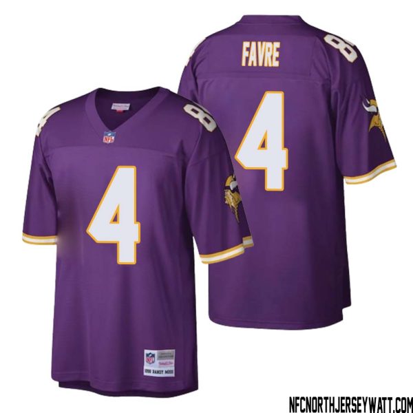 Brett Favre No 4 Men Mitchell & Ness Purple Minnesota Vikings Retired Player Legacy Replica Jersey