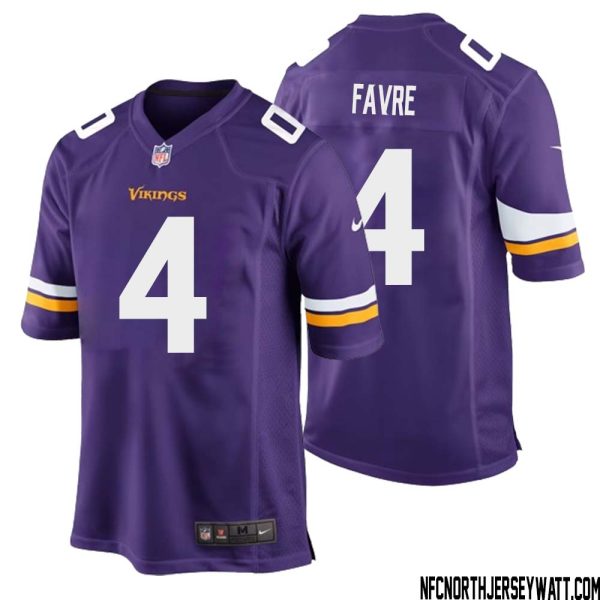 Brett Favre No 4 Minnesota Vikings Game Jersey Court Purple For Mens – Replica