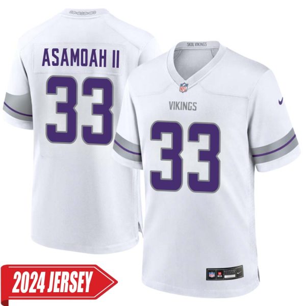 Brian Asamoah Ii No 33 Men’S Minnesota Vikings White Alternate Custom Game 2024 Jersey