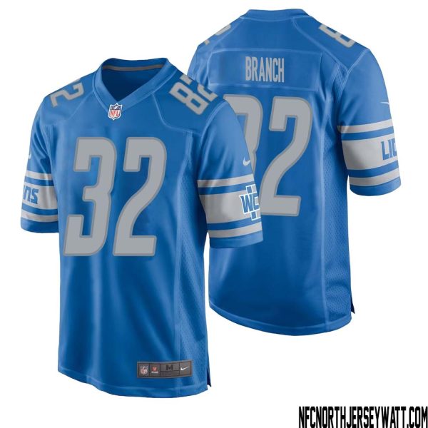 Brian Branch No 32 Men Blue Detroit Lions Player Home Game Jersey – Replica