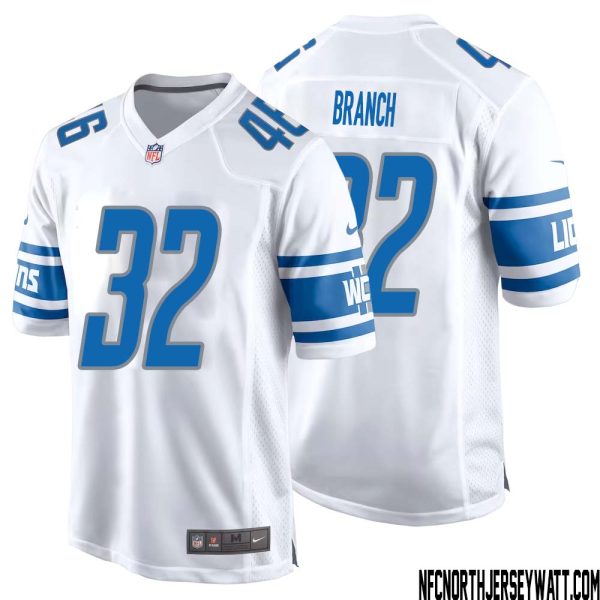 Brian Branch No 32 Men White Detroit Lions Player Away Game Jersey – Replica