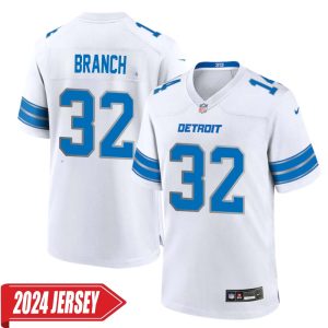 Brian Branch No 32 Men’s Detroit Lions Away Game 2024 Jersey – White