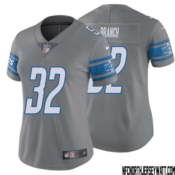 Brian Branch No 32 Women Steel Detroit Lions Vapor Untouchable Color Rush Limited Player Jersey – Replica