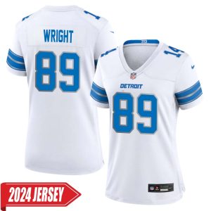 Brock Wright No 89 Woman’s Detroit Lions Away Game 2024 Jersey – White