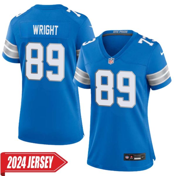 Brock Wright No 89 Woman’S Detroit Lions Home Game 2024 Jersey – Blue