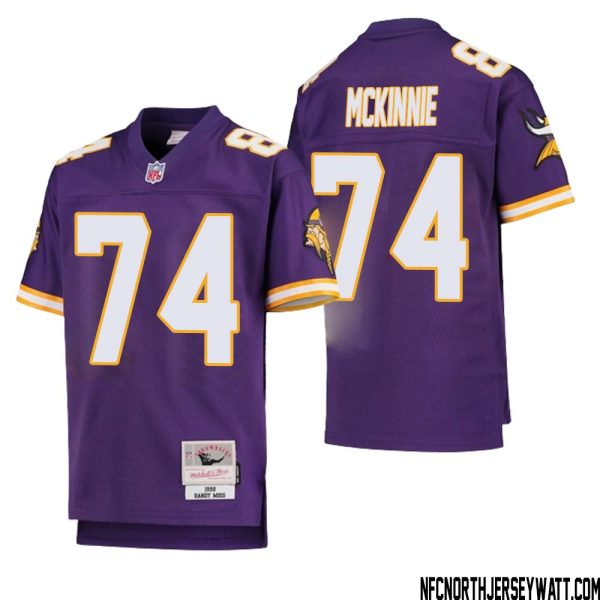Bryant Mckinnie No 74 Youth Mitchell & Ness Purple Minnesota Vikings 1998 Legacy Retired Player Jersey- Replica