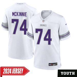 Bryant McKinnie No 74 Youth’s Minnesota Vikings White Alternate Custom Game 2024 Jersey