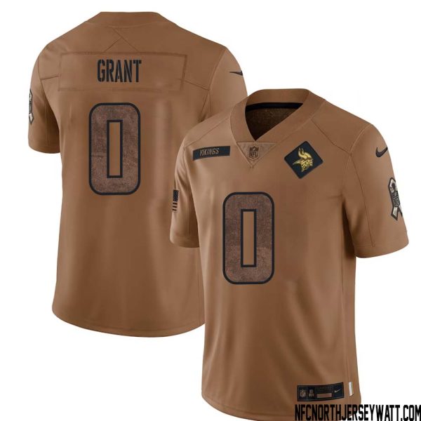 Bud Grant No 0 Men Brown Minnesota Vikings 2023 Salute To Service Limited Jersey – Replica