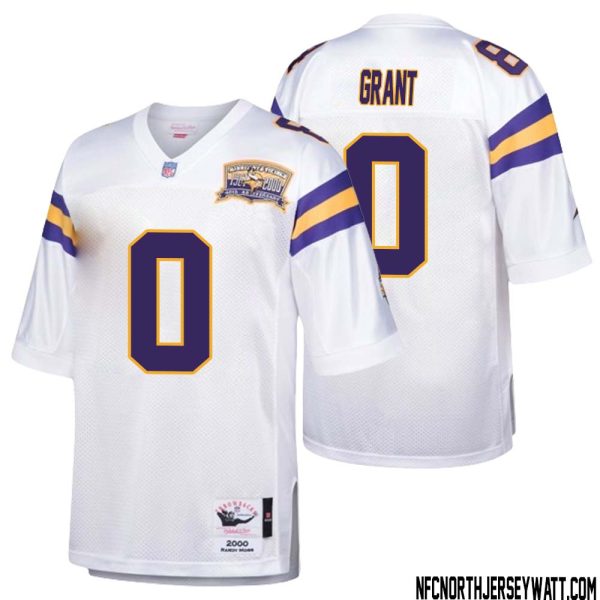 Bud Grant No 0 Men Mitchell & Ness White Minnesota Vikings Authentic Throwback Retired Player Jersey- Replica