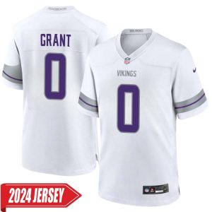 Bud Grant No 0 Men’s Minnesota Vikings White Alternate Custom Game 2024 Jersey