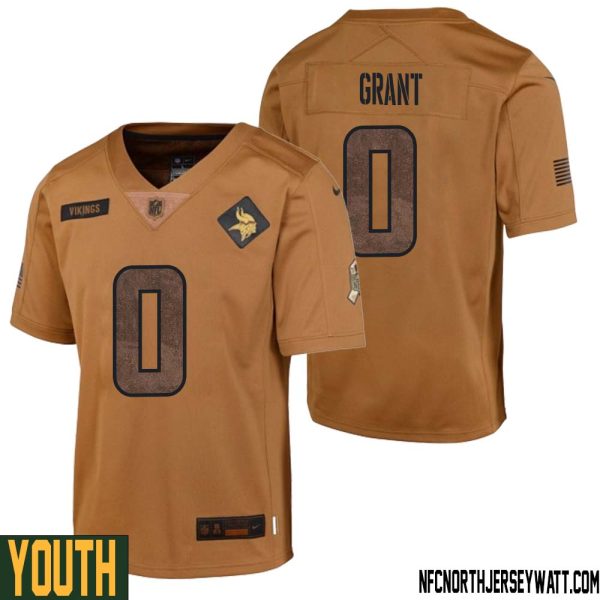 Bud Grant No 0 Youth Brown Minnesota Vikings 2023 Salute To Service Limited Jersey – Replica