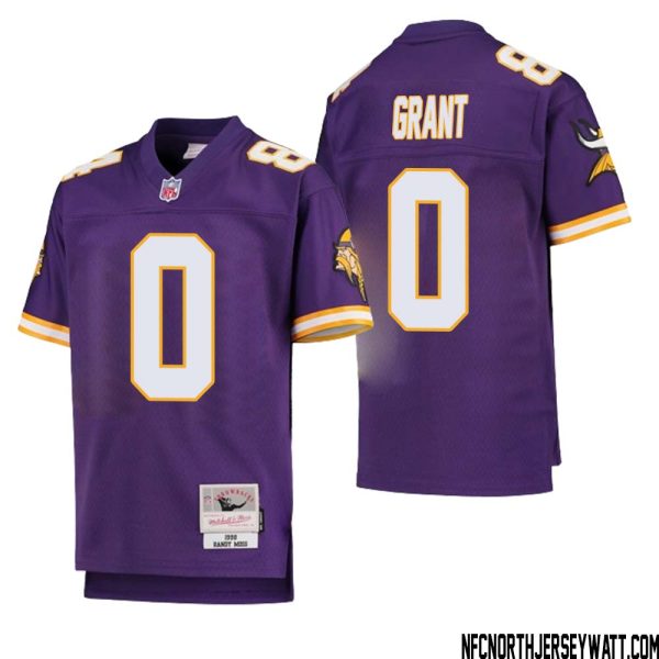 Bud Grant No 0 Youth Mitchell & Ness Purple Minnesota Vikings 1998 Legacy Retired Player Jersey- Replica