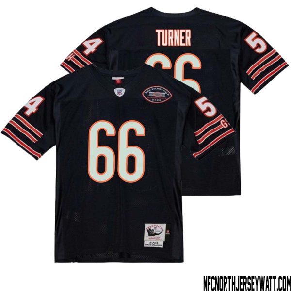 Bulldog Turner No 66 Men Mitchell & Ness Dark Navy Chicago Bears 2004 Authentic Throwback Retired Player Jersey – Replica