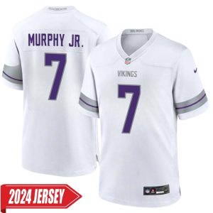 Byron Murphy Jr. No 7 Men’s Minnesota Vikings White Alternate Custom Game 2024 Jersey