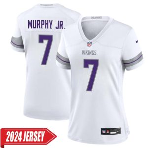 Byron Murphy Jr. No 7 Woman’s Minnesota Vikings White Alternate Custom Game 2024 Jersey