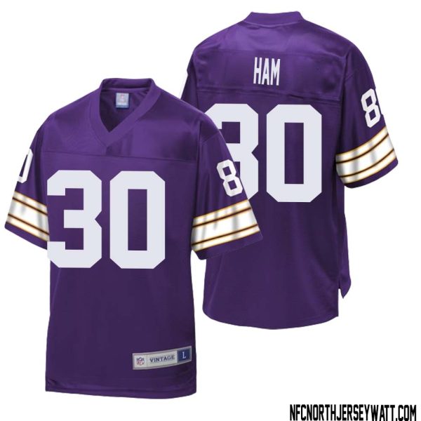 C.J. Ham No 30 Men NFL Pro Line Purple Minnesota Vikings Retired Player Replica Jersey