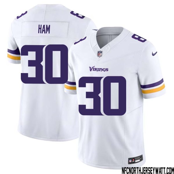 C.j. Ham No 30 Men White Minnesota Vikings Vapor F.u.s.e. Limited Jersey- Replica