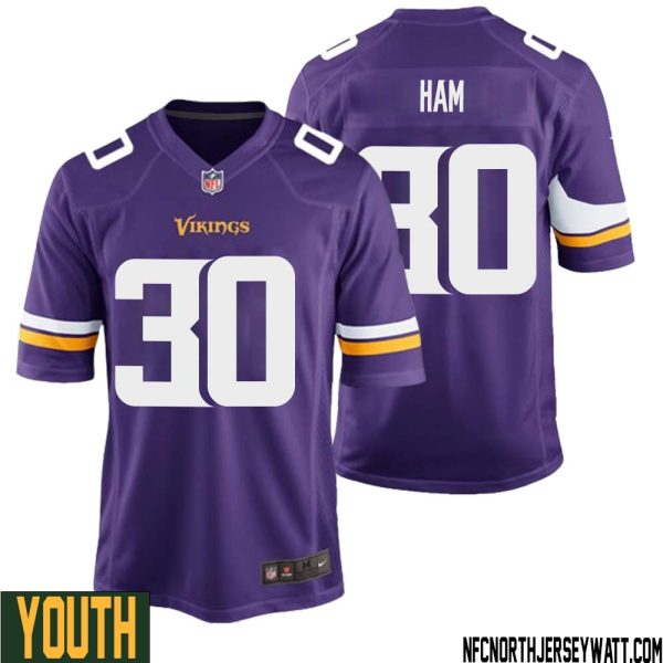 C.j. Ham No 30 Minnesota Vikings Game Jersey Court Purple For Youth – Replica