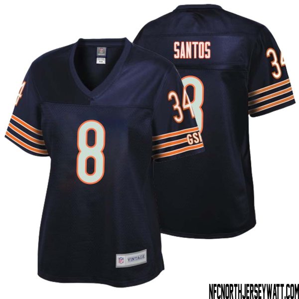 Cairo Santos No 8 Women Nfl Pro Line Navy Chicago Bears Retired Player Replica Jersey