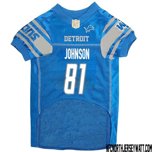 Calvin Johnson No 81 Blue Detroit Lions Dog Jersey – Replica