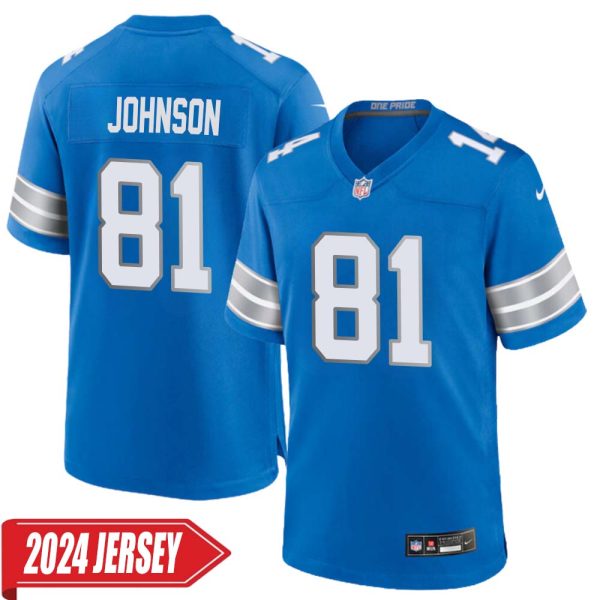 Calvin Johnson No 81 Men’S Detroit Lions Home Game 2024 Jersey – Blue