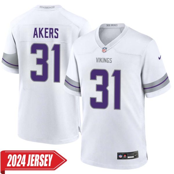 Cam Akers No 31 Men’S Minnesota Vikings White Alternate Custom Game 2024 Jersey