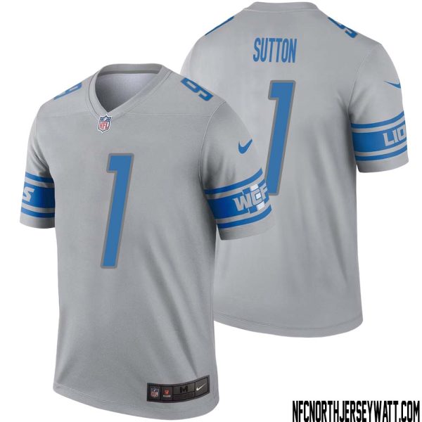 Cameron Sutton No 1 Men Gray Detroit Lions Inverted Legend Jersey – Replica
