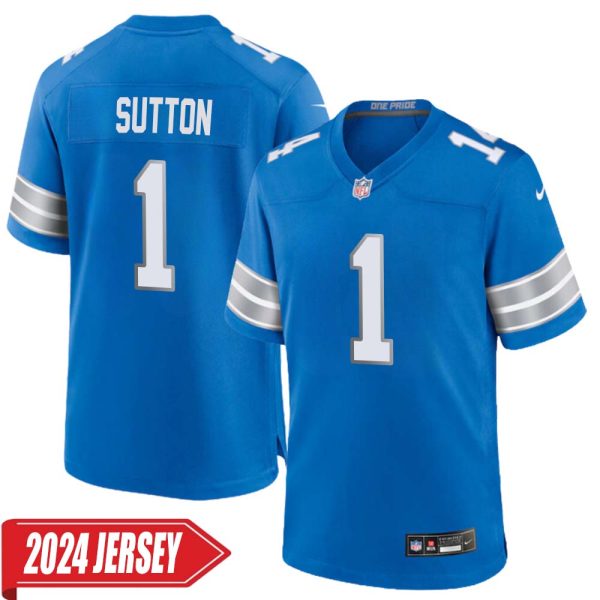 Cameron Sutton No 1 Men’S Detroit Lions Home Game 2024 Jersey – Blue