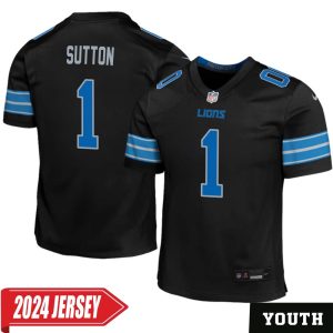 Cameron Sutton No 1 Youth’s Detroit Lions 2nd Alternate Vapor F.U.S.E. Limited 2024 Jersey – Black