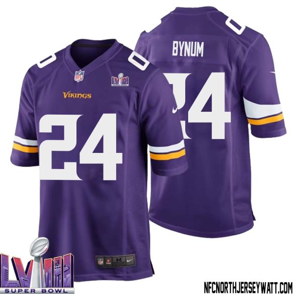 Camryn Bynum No 24 Minnesota Vikings Super Bowl Lviii Home Game Jersey Court Purple For Mens – Replica