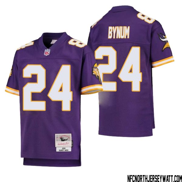 Camryn Bynum No 24 Youth Mitchell & Ness Purple Minnesota Vikings 1998 Legacy Retired Player Jersey- Replica