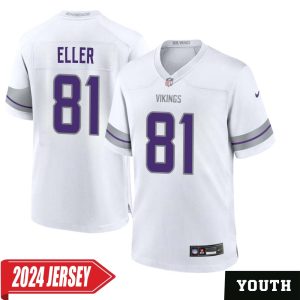 Carl Eller No 81 Youth’s Minnesota Vikings White Alternate Custom Game 2024 Jersey