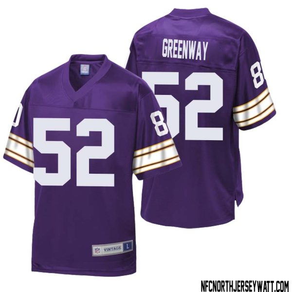 Chad Greenway No 52 Men NFL Pro Line Purple Minnesota Vikings Retired Player Replica Jersey