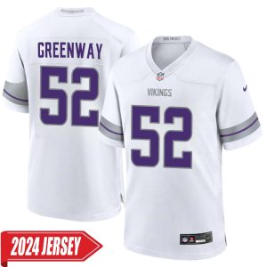 Chad Greenway No 52 Men’s Minnesota Vikings White Alternate Custom Game 2024 Jersey