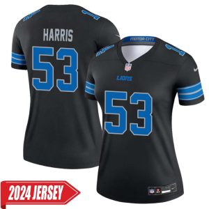 Charles Harris No 53 Woman’s Detroit Lions 2nd Alternate Vapor F.U.S.E. Limited 2024 Jersey – Black