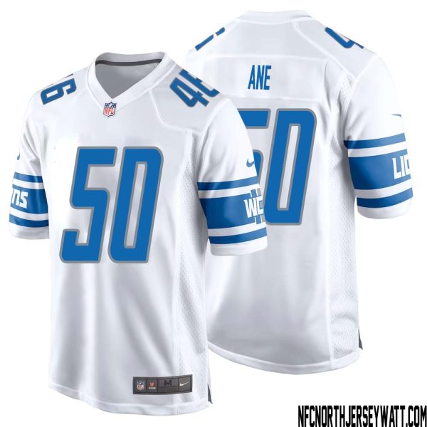 Charlie Ane No 50 Men White Detroit Lions Player Away Game Jersey – Replica