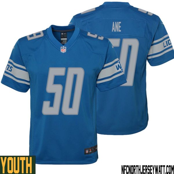 Charlie Ane No 50 Youth Blue Detroit Lions Player Home Game Jersey – Replica