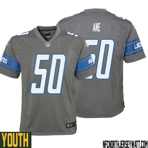 Charlie Ane No 50 Youth Gray Detroit Lions Player Alternate Game Jersey – Replica