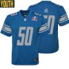 Charlie Ane No 50 Youths Custom Gray Detroit Lions Alternate Super Bowl Lviii Game Jersey