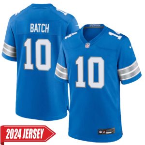 Charlie Batch No 10 Men’s Detroit Lions Home Game 2024 Jersey – Blue