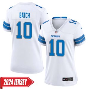 Charlie Batch No 10 Woman’s Detroit Lions Away Game 2024 Jersey – White