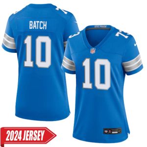 Charlie Batch No 10 Woman’s Detroit Lions Home Game 2024 Jersey – Blue
