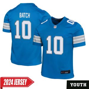 Charlie Batch No 10 Youth’s Detroit Lions Home Game 2024 Jersey – Blue