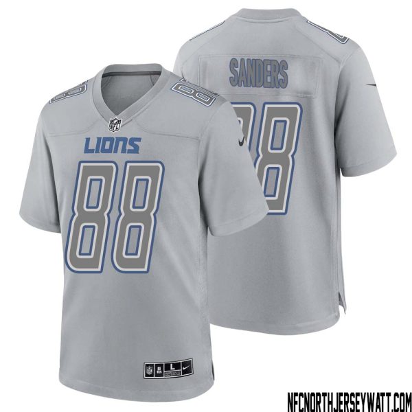 Charlie Sanders No 88 Men Gray Detroit Lions Atmosphere Fashion Game Jersey – Replica