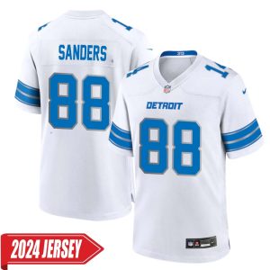 Charlie Sanders No 88 Men’s Detroit Lions Away Game 2024 Jersey – White