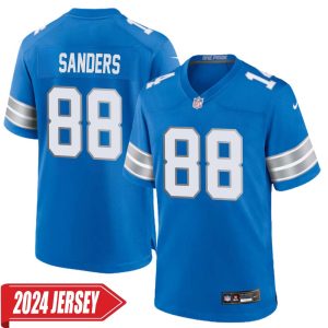 Charlie Sanders No 88 Men’s Detroit Lions Home Game 2024 Jersey – Blue